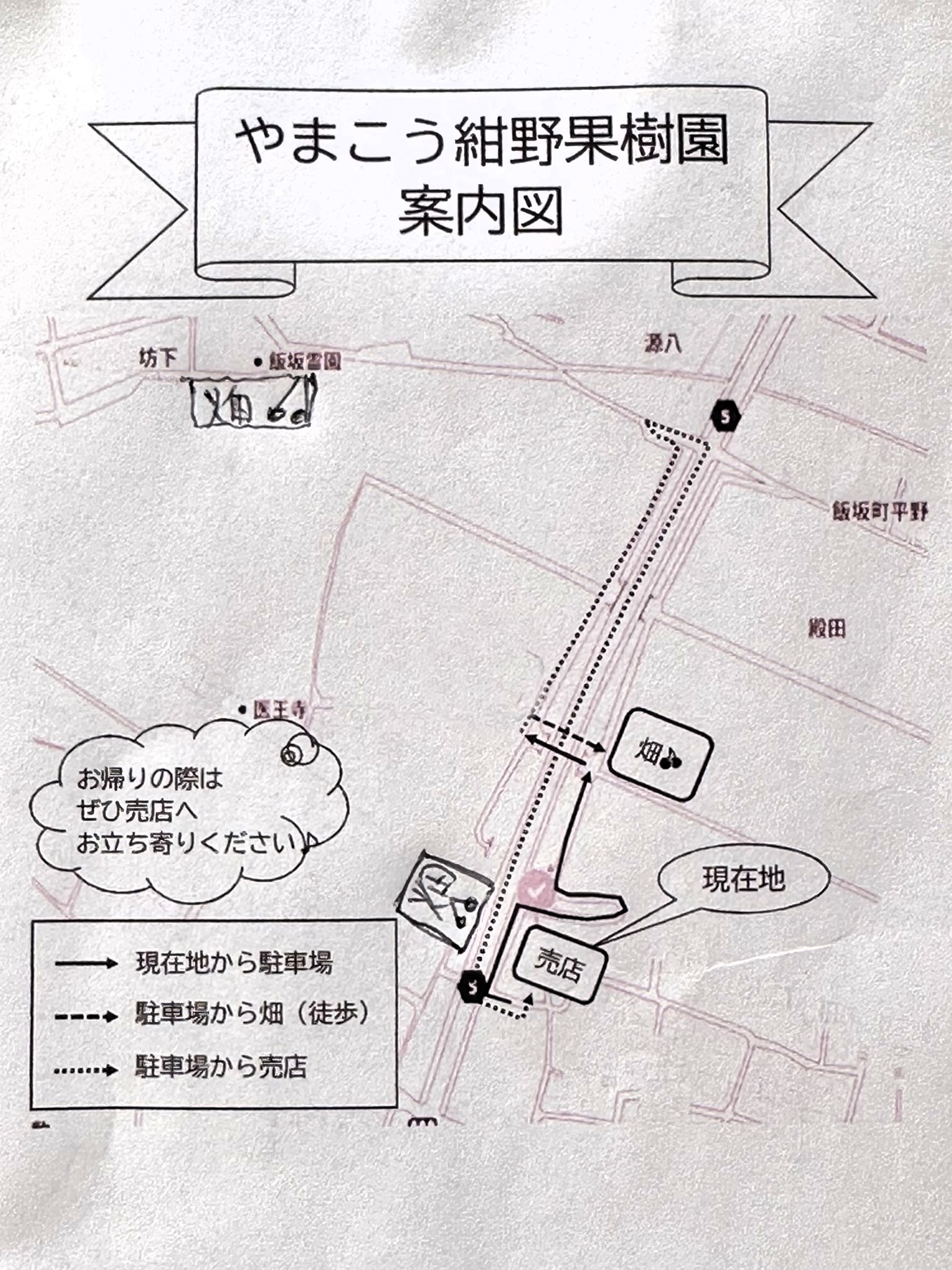 やまこう紺野果樹園　案内地図